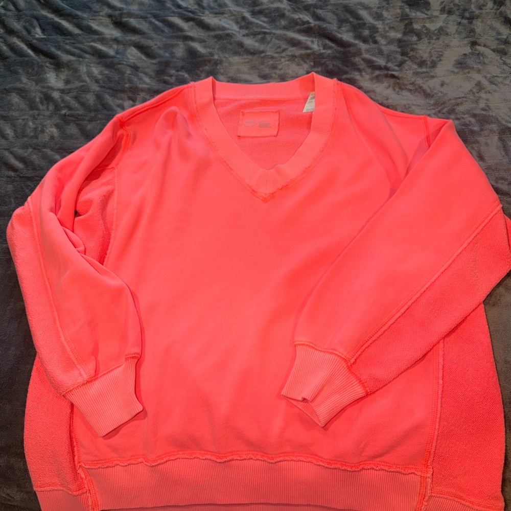 Aerie Women’s Oversized Bright Coral V-Neck Sweater